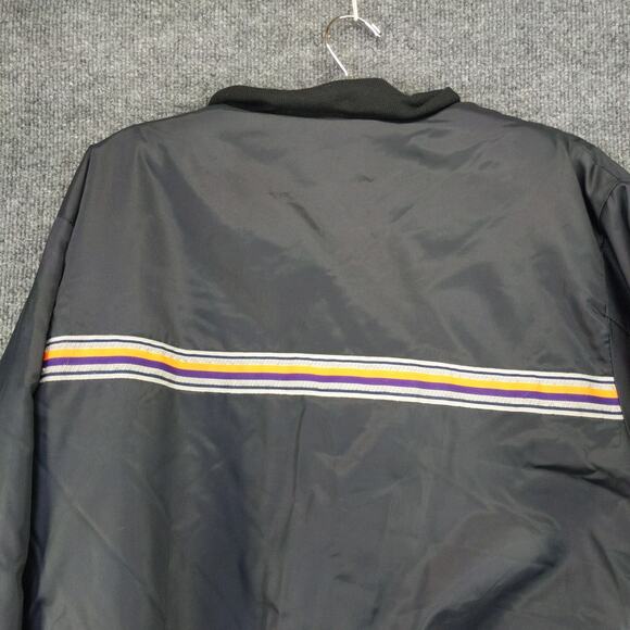 Vintage FedEx Federal Express Full Zip Coat Size L Gray Striped Quilted Liner - Picture 9 of 12